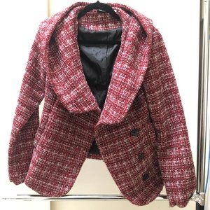 BDG Urban Outfitter Red Tweed Coat with Oversized Hood
